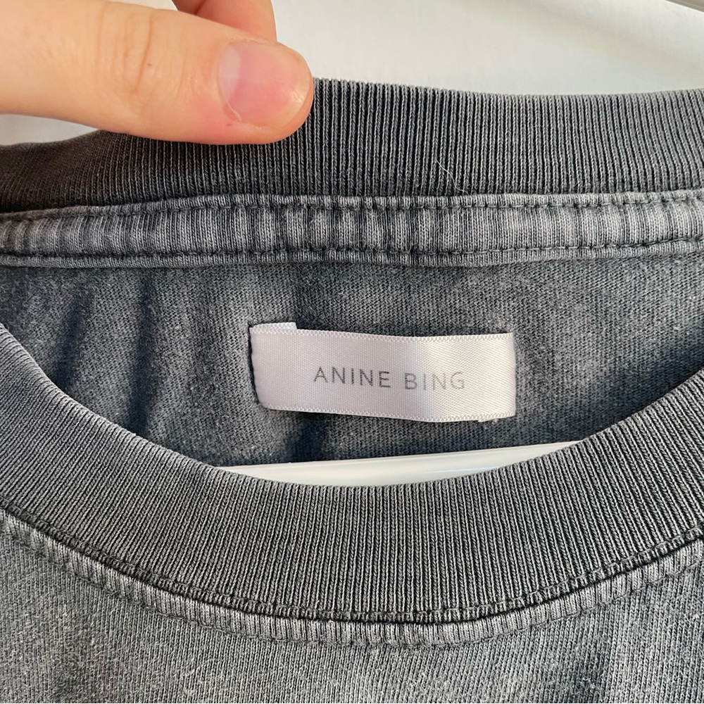Anine Bing Gray Glitter Tee Shirt Short Sleeve Top Charcoal Unisex Large L - Picture 7 of 12